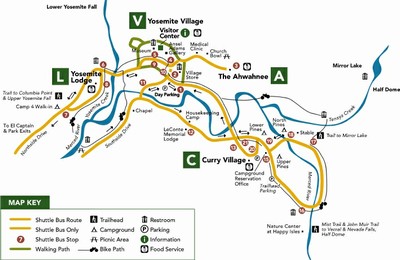 Yosemite bus routes and stops