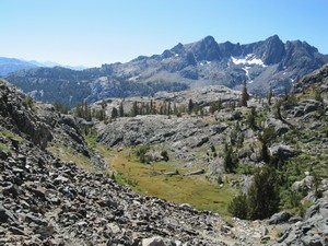 Climbing above Garnet Lake JMT