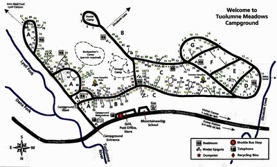 Toulumne Meadows campground map Map