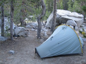 Camp above Lyell Fork Bridge